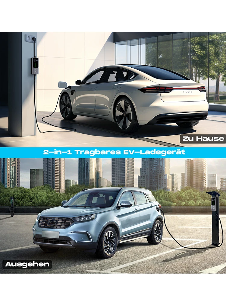 VDL-Ladegerät für Elektroautos, 5 m/3.68 kW EV-Ladegerät Typ 2, Ladekabel für Elektrofahrzeuge [6/8/10/13/16 A] mit EU-Schuko-Stecker, IP65-Einphasen-Ladestation