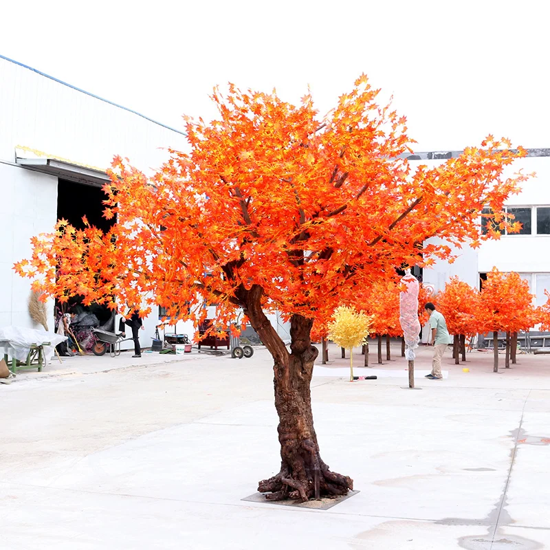 Simulate the beautiful shape of a red maple tree.  is placed in the living room, shopping mall, and hotel on the ground