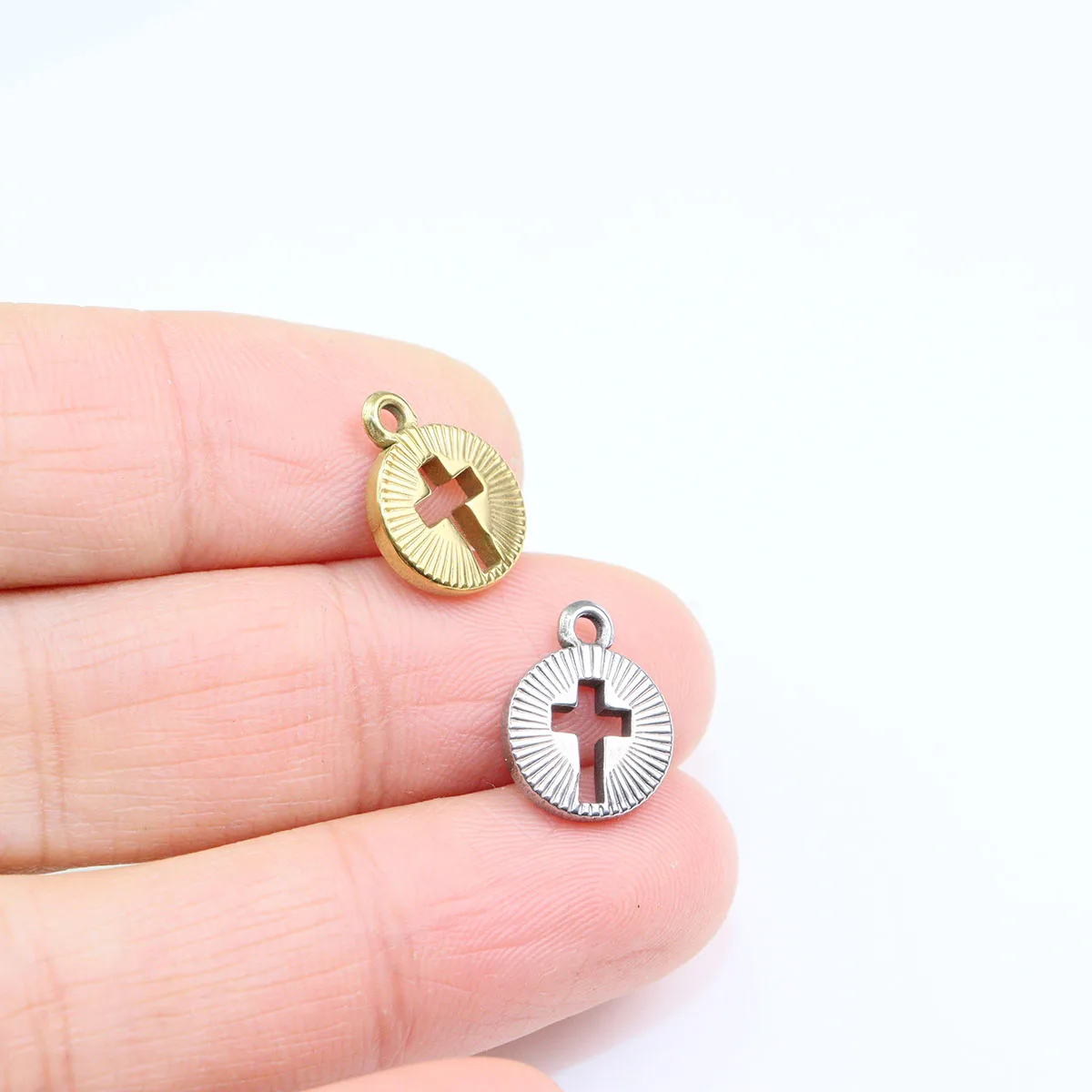 5pcs Stainless Steel Cross Anti Allergic Women Girl Charms Pendant DIY Jewelry WaterProof Vacuum Plate