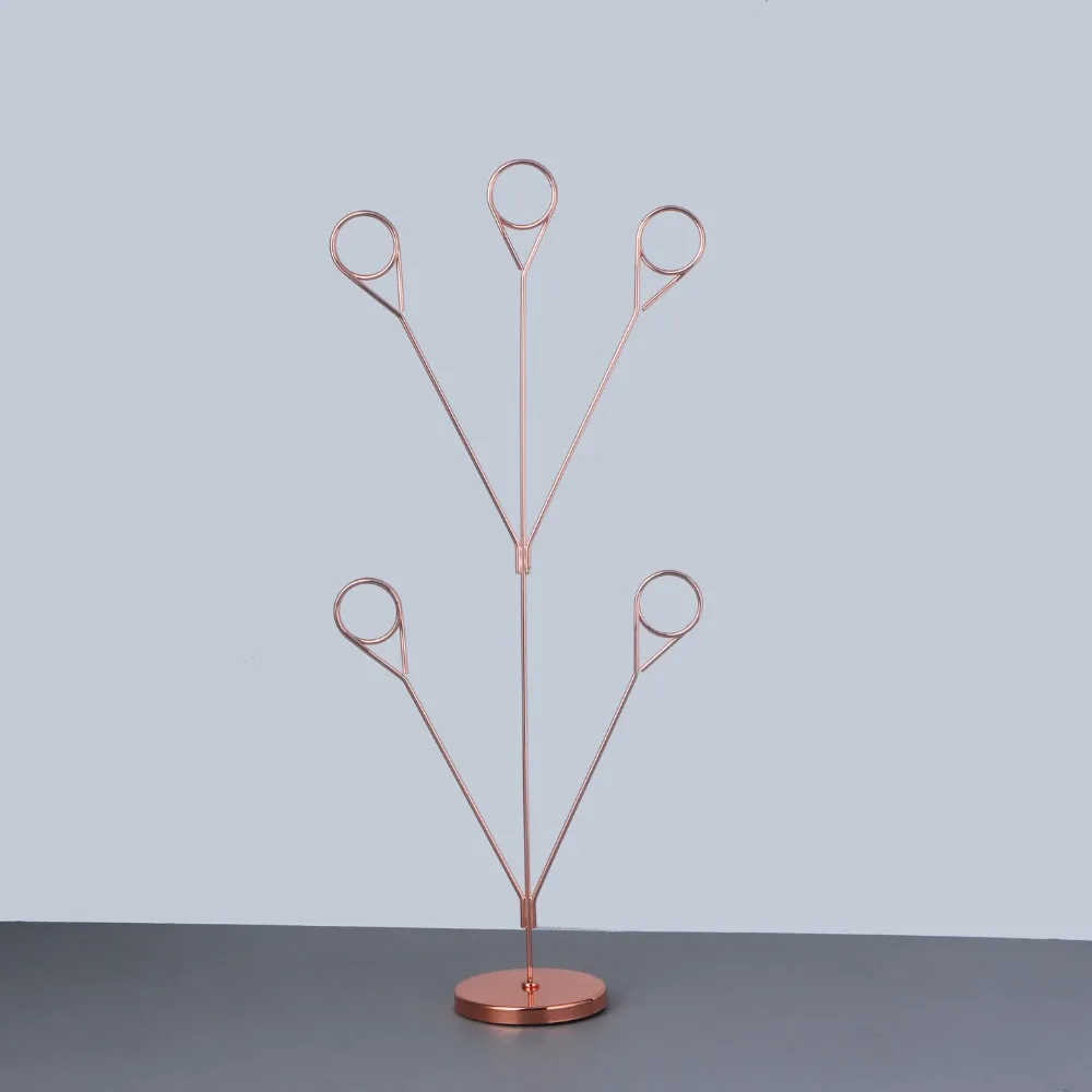 Desk Organizer 5-Branch Photo Holder Metal Round Base Metal Seat Clamp Vertical Picture Holder Memo Clip Stand Office Desk