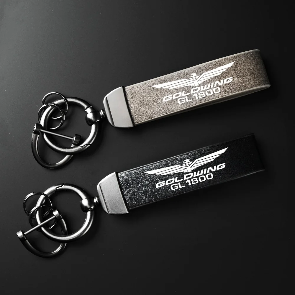 For Honda Goldwing 1800 GL1800 F6B 2002-2017 Ultra HD Printed Logo Carbon Fiber Textured Holder Metal Leather Keychain Motocycle