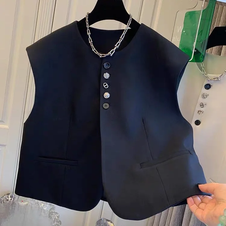 Gilet décontracté pour femme, col en V, bouton unique, Thiened, printemps automne, superposition polyvalente, vêtement d'extérieur tendance