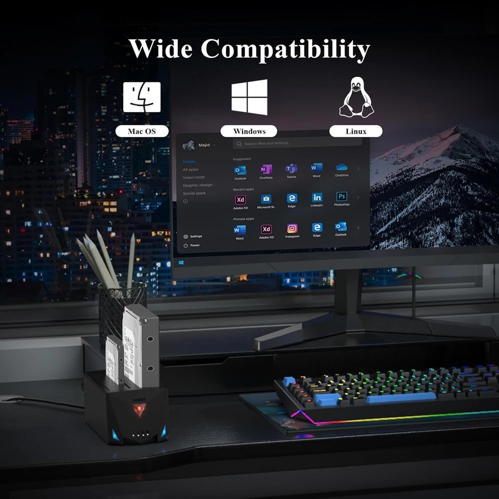 FIDECO Hard Drive Docking Station for 2.5 or 3.5 inch SATA HDD SSD Hard Drive Dock with HOffline Clone Function Support UASP view 5