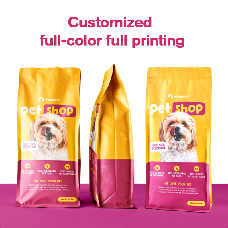 Bolsa con cremallera lateral impresa a todo Color personalizada para bolsas de café, bolsas de comida para mascotas, cereales, bolsas de embalaje de patatas fritas para aperitivos