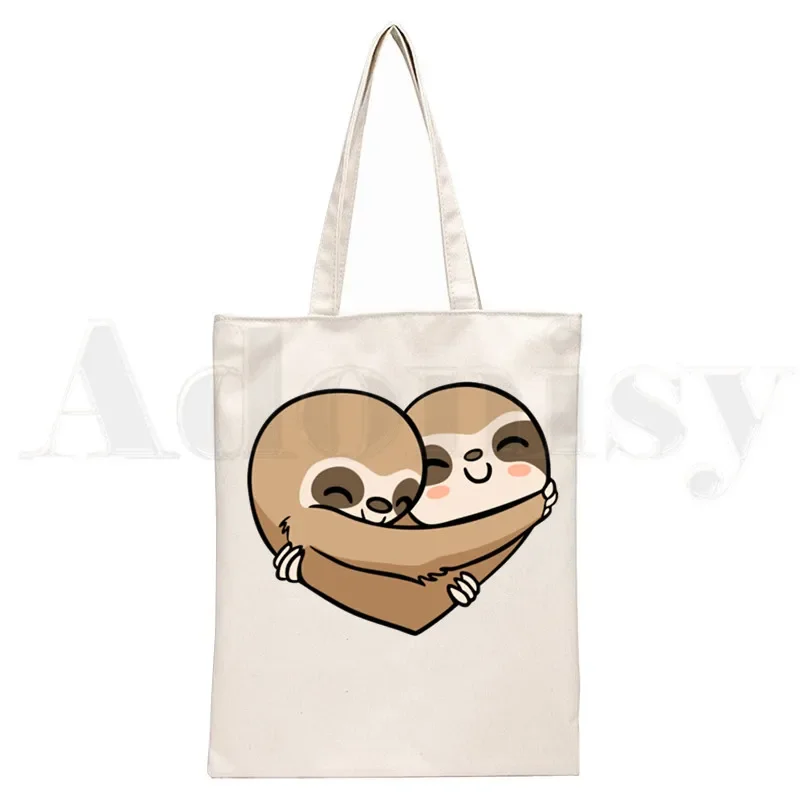 Preguiça dormir bolsas bolsa de lona tote senhoras casual personalidade kawaii moda bolsa de ombro reutilizável sacos de compras