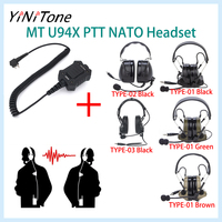 YiNiTone MT U94X PTT NATO Radio Headset with Active Noise Cancelling Leather Headband For Motorola EP450 PRO1150 CP100 TYT walki