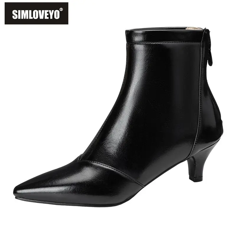 

SIMLOVEYO2025 Style Female Ankle Footwear Pointed Tip Tiny Heels 5.5cm Zip Extended Size 45 44 46 47 48 US17 Date Short Boots