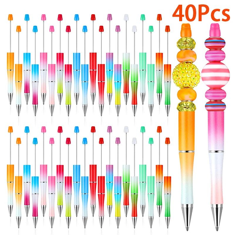 

40Pcs Beadable Pens Kit Welcome Back to School Ballpoint Pens First Day of School Pens Beadable Pens School Gifts Pens