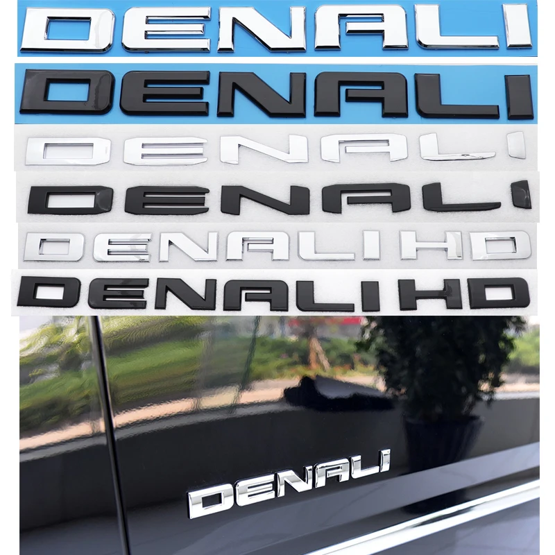 1pcs 3D DENALI Car logo Fender side sticker Rear Bumper tail door trunk sticker car rear Emblem sticker styling Accessoriesries