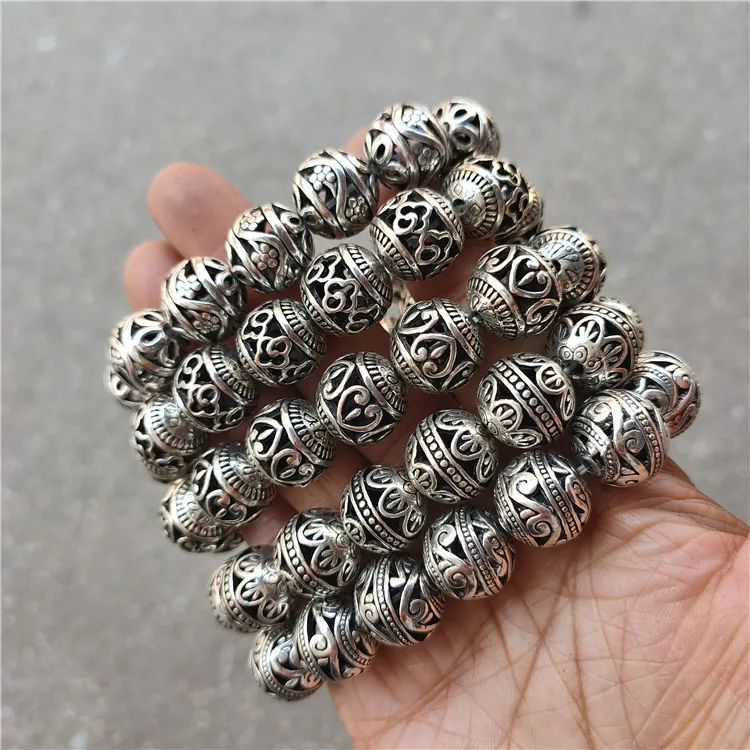 

Antique Crafts White Copper Hollow-out Retro Ethnic Style Bracelet
