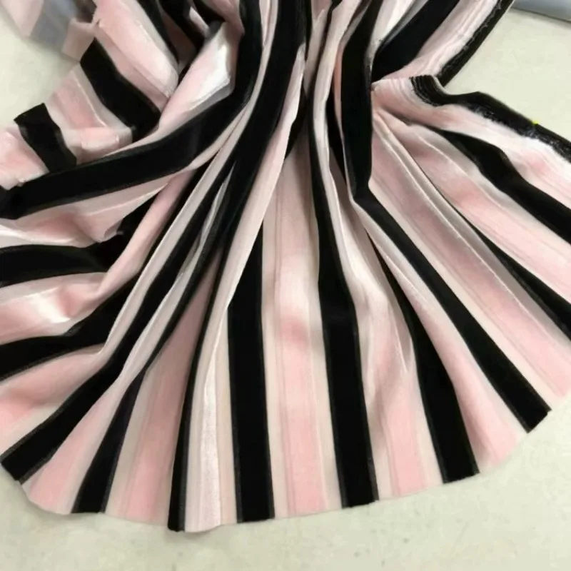 Bright Line Velvet Fabric Elastic Stripes for Cheongsam Dress Clothing Designer Diy Sewing Material Cloth By The Meter