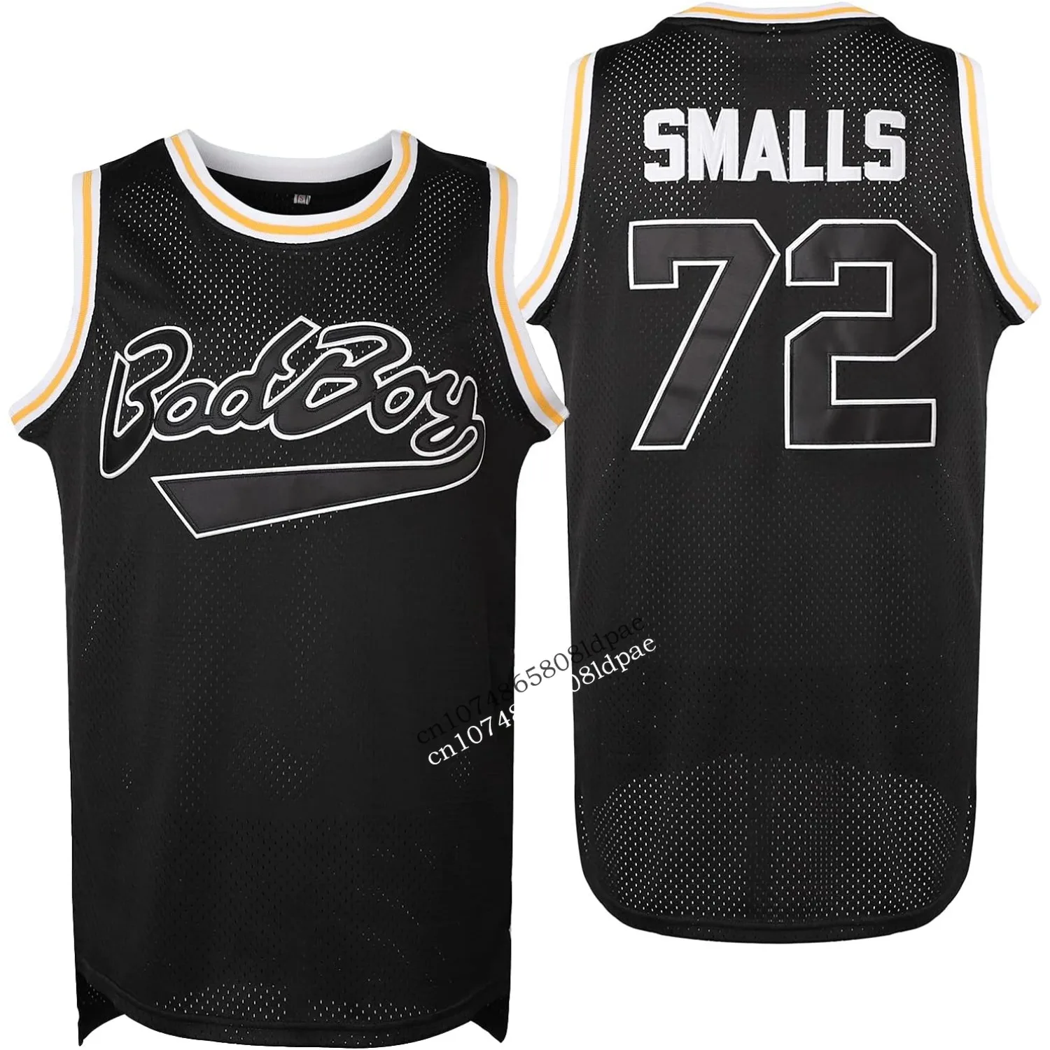 BadBoy Basketball Jersey #72 Biggie Smalls Mens Sports Shirt 90s Hip Hop for Party Cosplay Clothing Us Size S-XXXL Yellow/Black