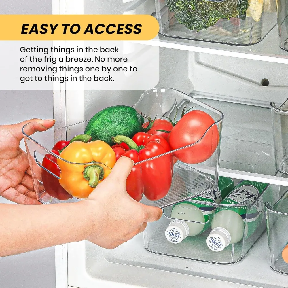 Contenedores de almacenamiento de plástico transparente, juego de 12, contenedores de organización y almacenamiento multiusos para despensa, gabinete, refrigerador, congelador,