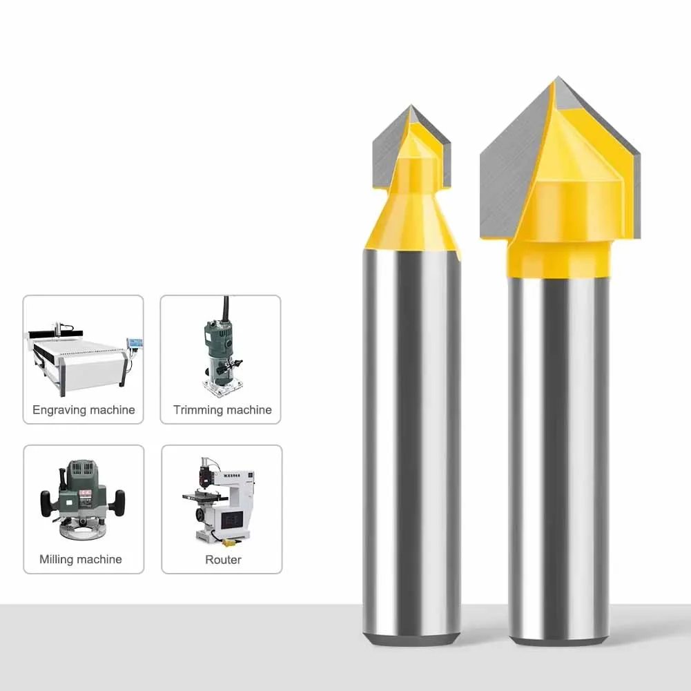90 Degree V Groove Router Bit 8mm Shank For Wood V‑Slot Grooving Trimmer Integrated Wall Folding Edge Processing Milling Cutter
