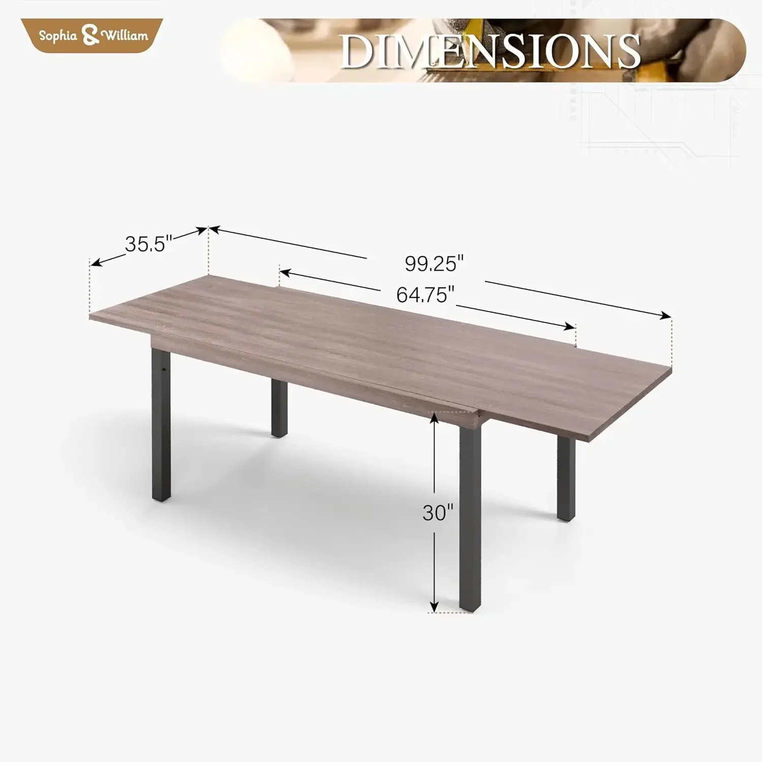 Expandable Patio Dining Table, Extra Large 99.2