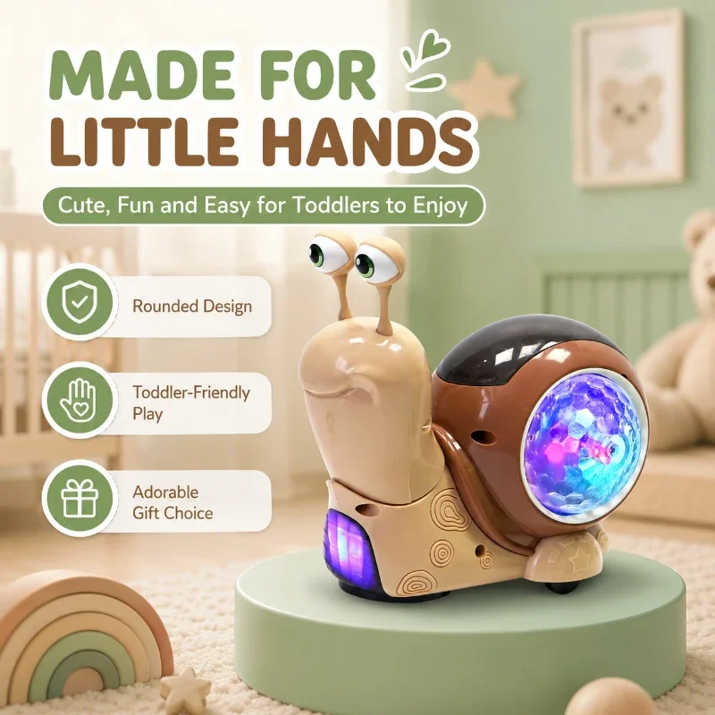 Funny Head Shaking Snail Crawling Toy Full Direction Walking Light Music Entertainment Toy For Toddler Kids