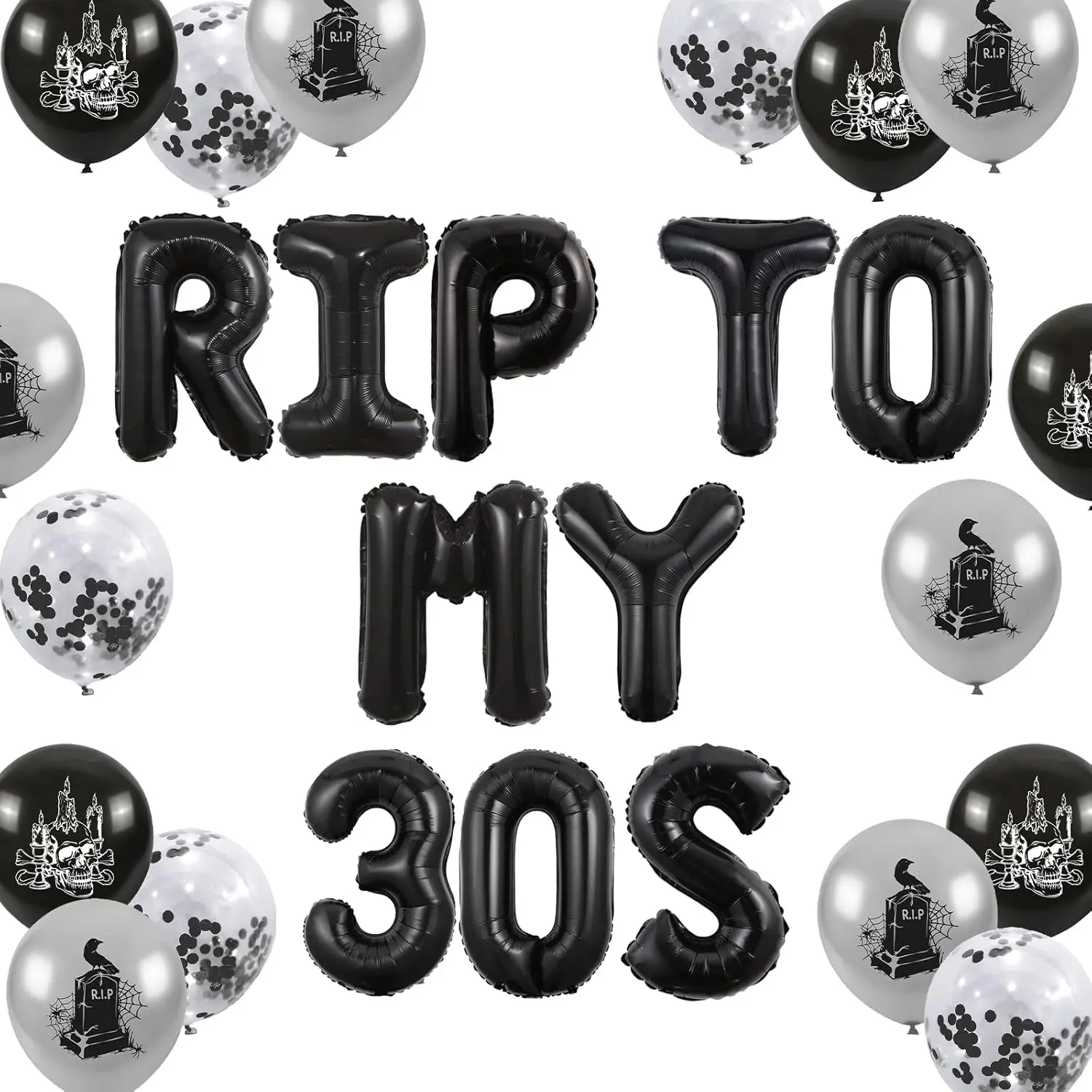 Rip to My 30s Decoración de cumpleaños Funeral para mi juventud Decoración de 40 cumpleaños Rip to My 30s Banner para suministros de fiesta de 30 cumpleaños