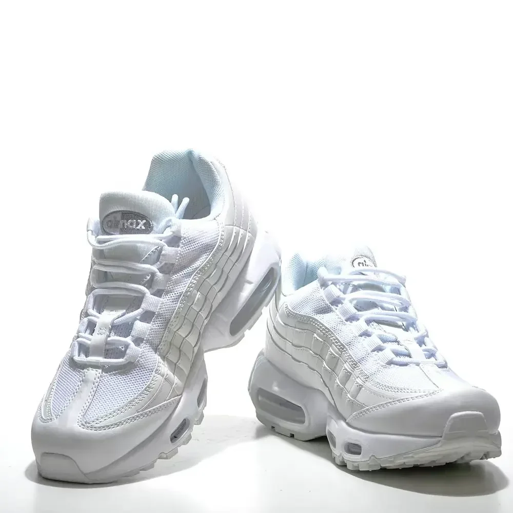 나이키 에어 맥스 95 트리플 화이트 에어 쿠션 미끄럼 방지 내마모성 남성 여성 야외 스포츠 운동화 화이트 캐주얼 스니커즈