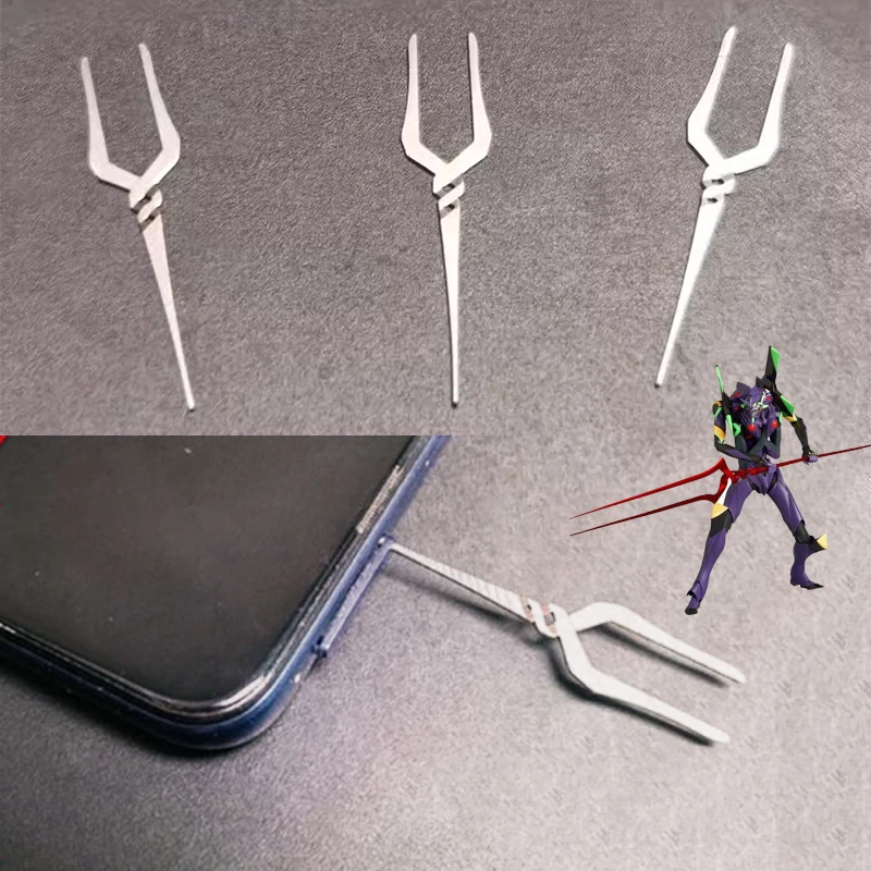 3 uds EVANGELION lanza de Longinus tarjeta SIM expulsión Pin clave Anime creatividad Universal teléfono móvil tarjeta Sim removedor bandeja regalos