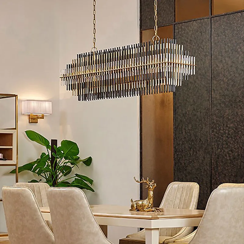 

Modern LED ceiling glass chandelier for dining room, round chandelier for bar, dimmable, stainless steel