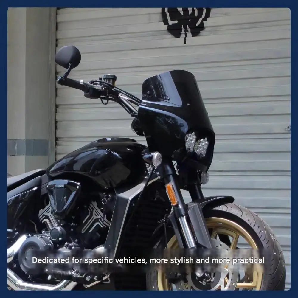 Modified windshield for Gao Jin 650 DS style pig-head grille, retro dual headlights, windshield diffuser accessories.Gao Jin 650