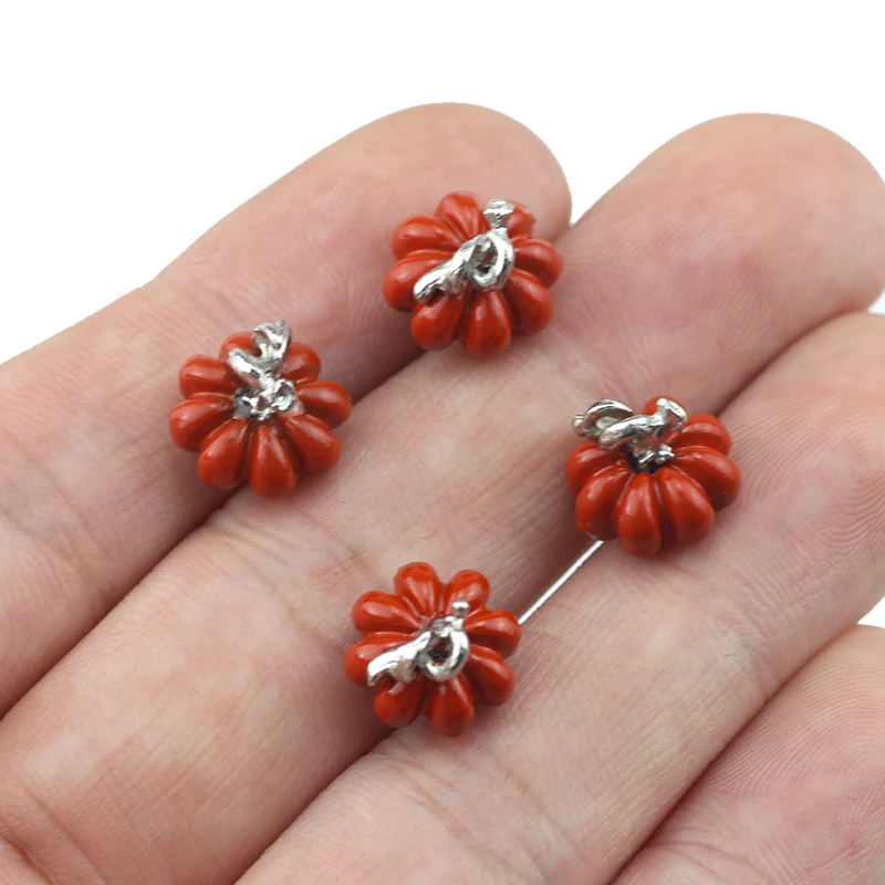 10*11*11mm 4Pcs Cute Halloween\'s Pumpkin Key Handmade Charms Pendant DIY For Bracelet Necklace 1744