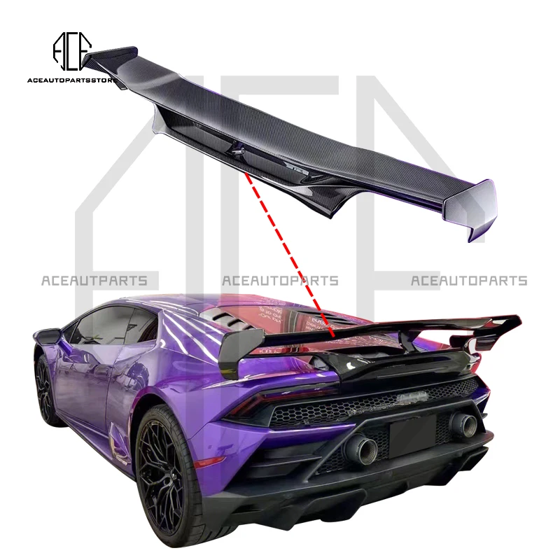 New To V Style Hot-pressed Carbon Fiber Double-layer GT Tail Rear Spoiler Wing For Lamborghini Huracan LP580 LP610 EVO