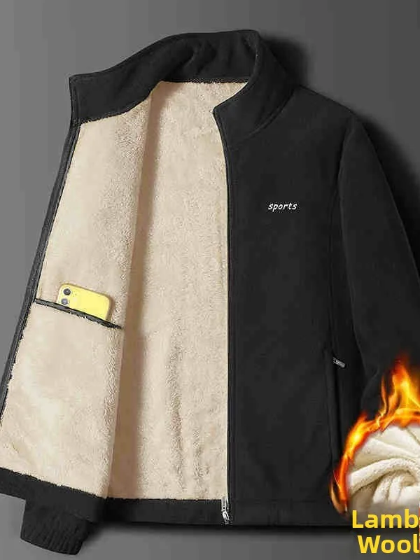 

Мужская утепленная флисовая толстовка на молнии, теплая верхняя одежда, повседневная куртка из полиэфирного волокна с длинными рукавами для осени и зимы