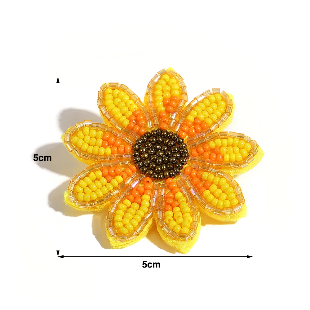 ALLYES Fashion Yellow Handmade Seed Beads Braided Brooch for Women Bohemian Sunflower Brooches Lapel Pins Jewelry Gifts view 6