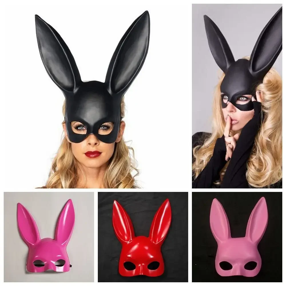 

Bar KTV Night Club Party Decoration Halloween Princess Rabbit Taste Bunny Plush Mask Ears Bondage Mask Christmas Gift