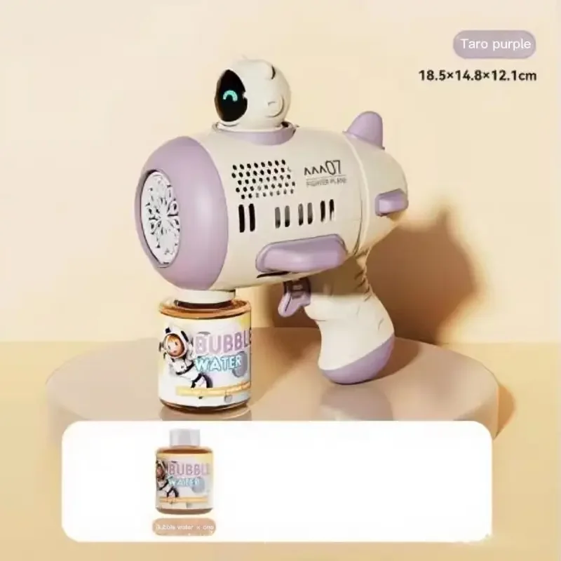 Paarse Bellenmachine voor kinderen Automatische Bazooka met lichtblazer voor kinderen Zeepbel Buitenspeelgoed Spaceman