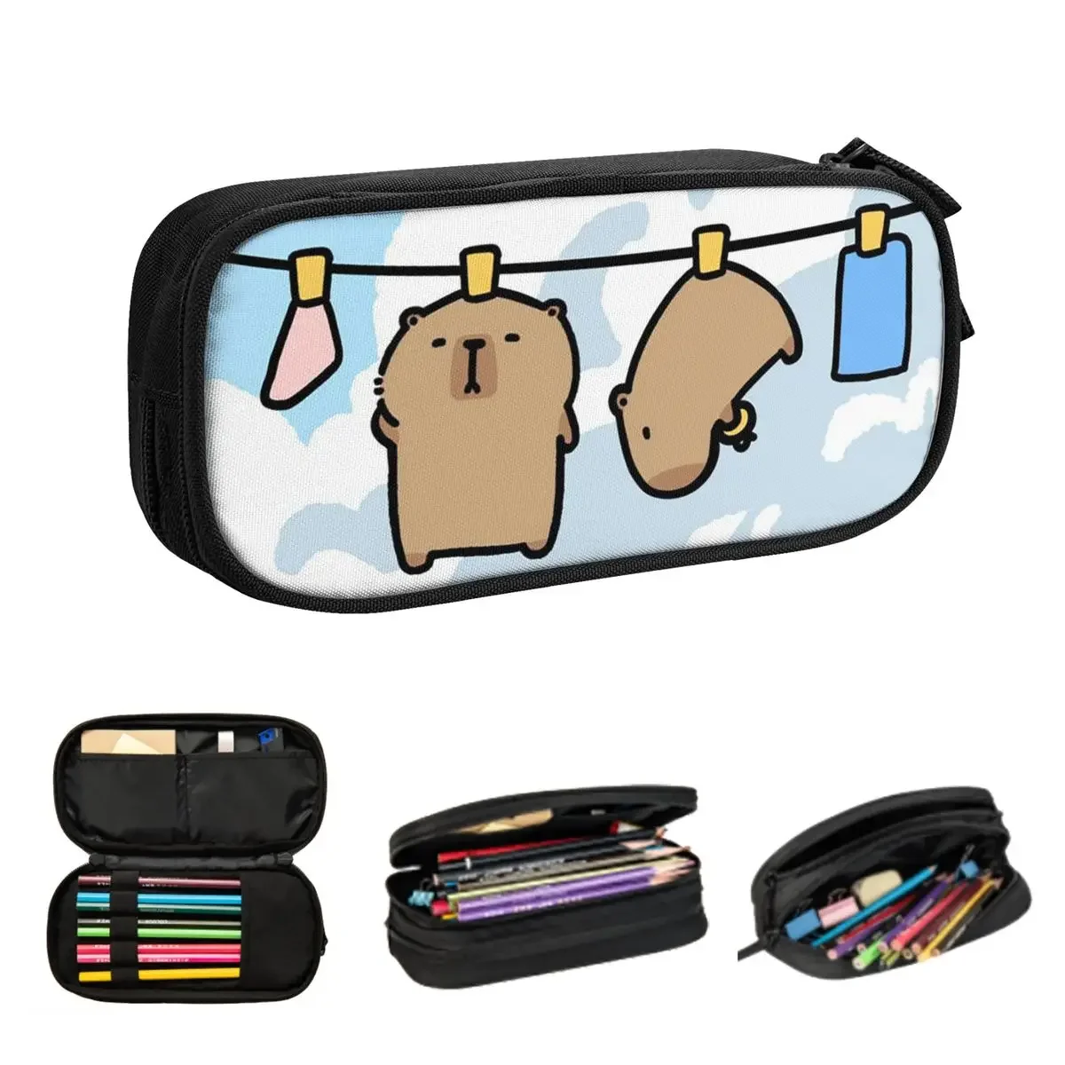 

Милые пеналы с изображением капибары, большие сумки для ручек, коробка для ручек, пенал для мальчиков и девочек, студентов, канцелярские принадлежности, школьный офис