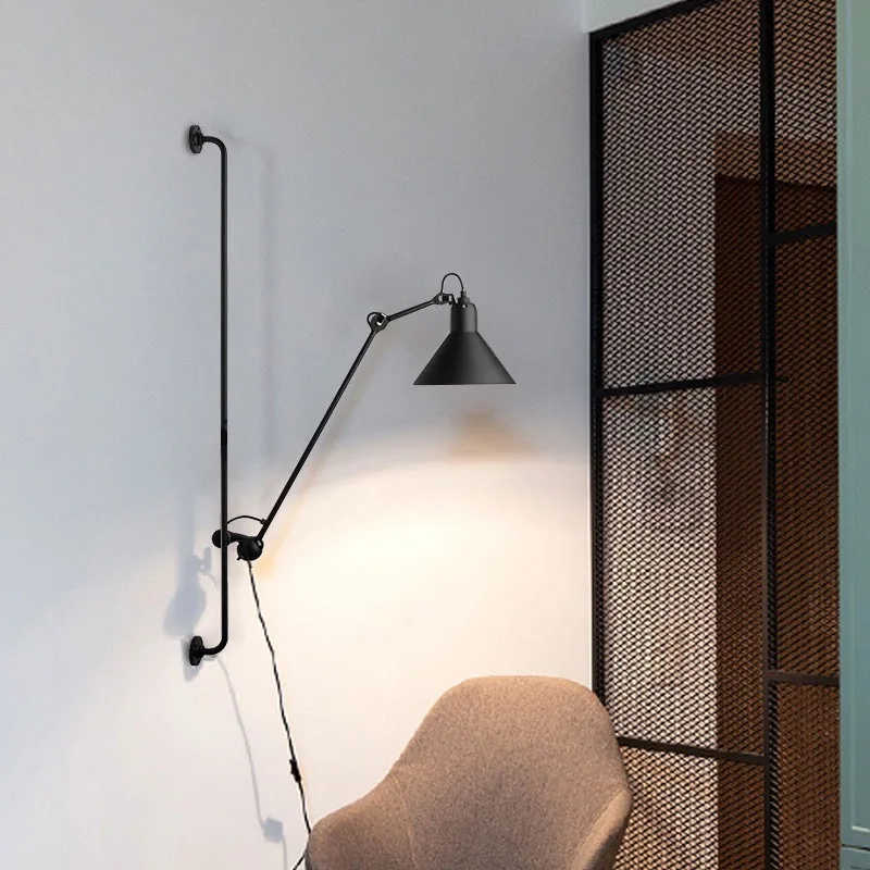 Moderne, minimalistische Wandlampen aus Schmiedeeisen mit langem Arm, LED-Leuchten, drehbar, amerikanisches Schlafzimmer, Küche, Wohnzimmer, Restaurant, Wandlampen