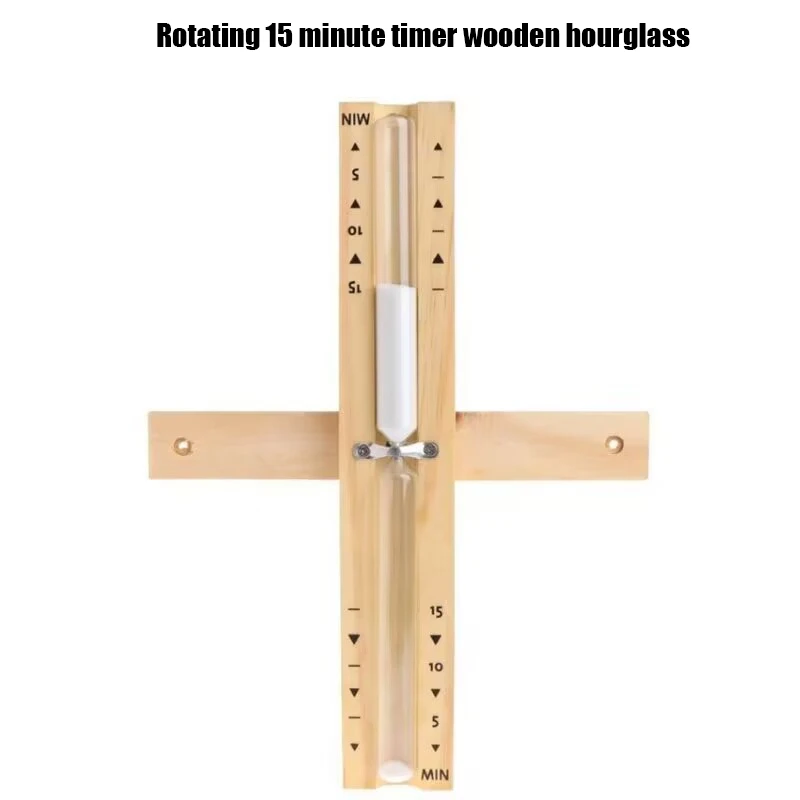 Wooden Quicksand Timer for Bathroom Sauna Wall Mounted Rotating Hourglass Timer for Dry Steaming Practical 15-Minute Timer