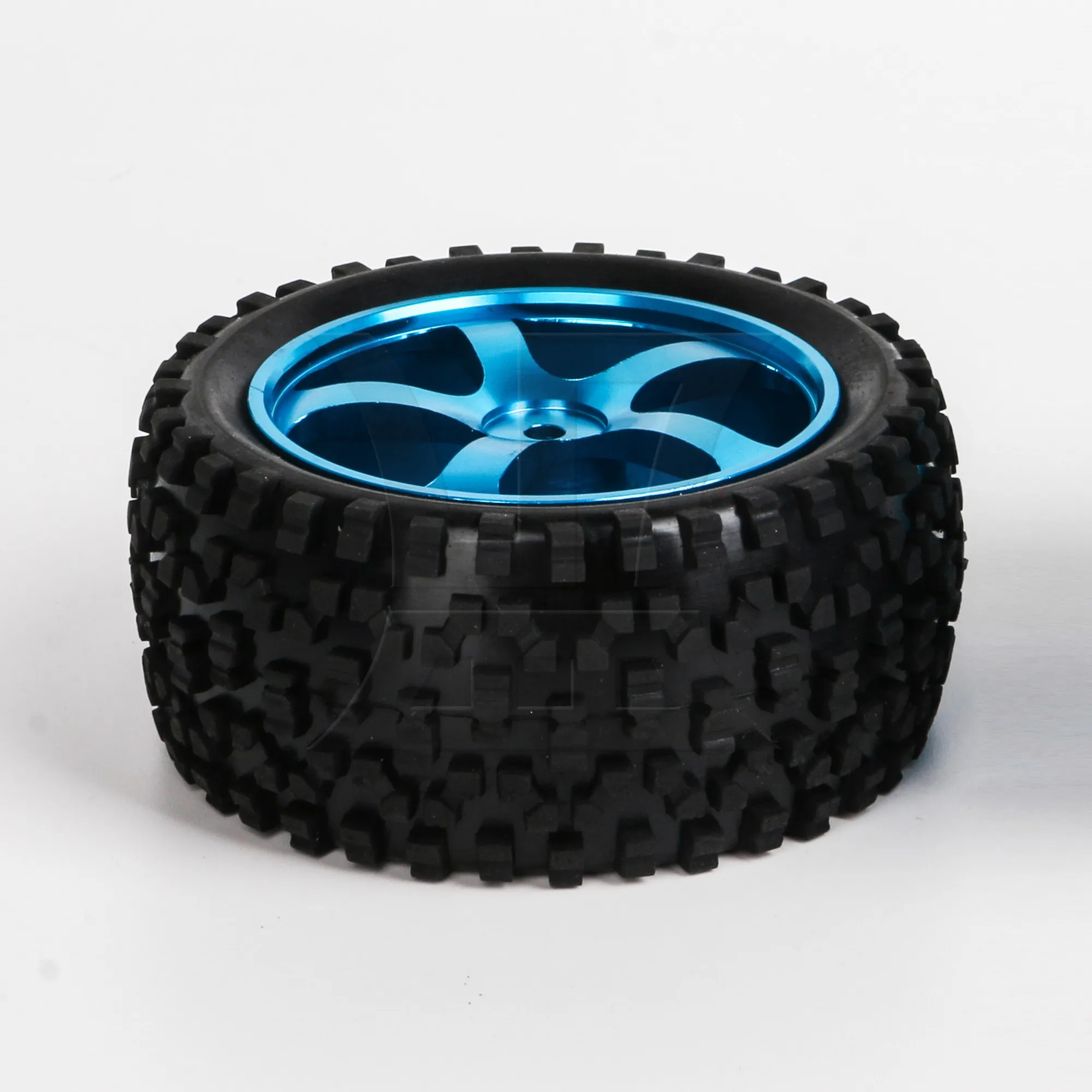 4 Pcs RC1:10 Rubber Tyres with Aluminum 5-Spoke Wheel Rims Kit for Buggy