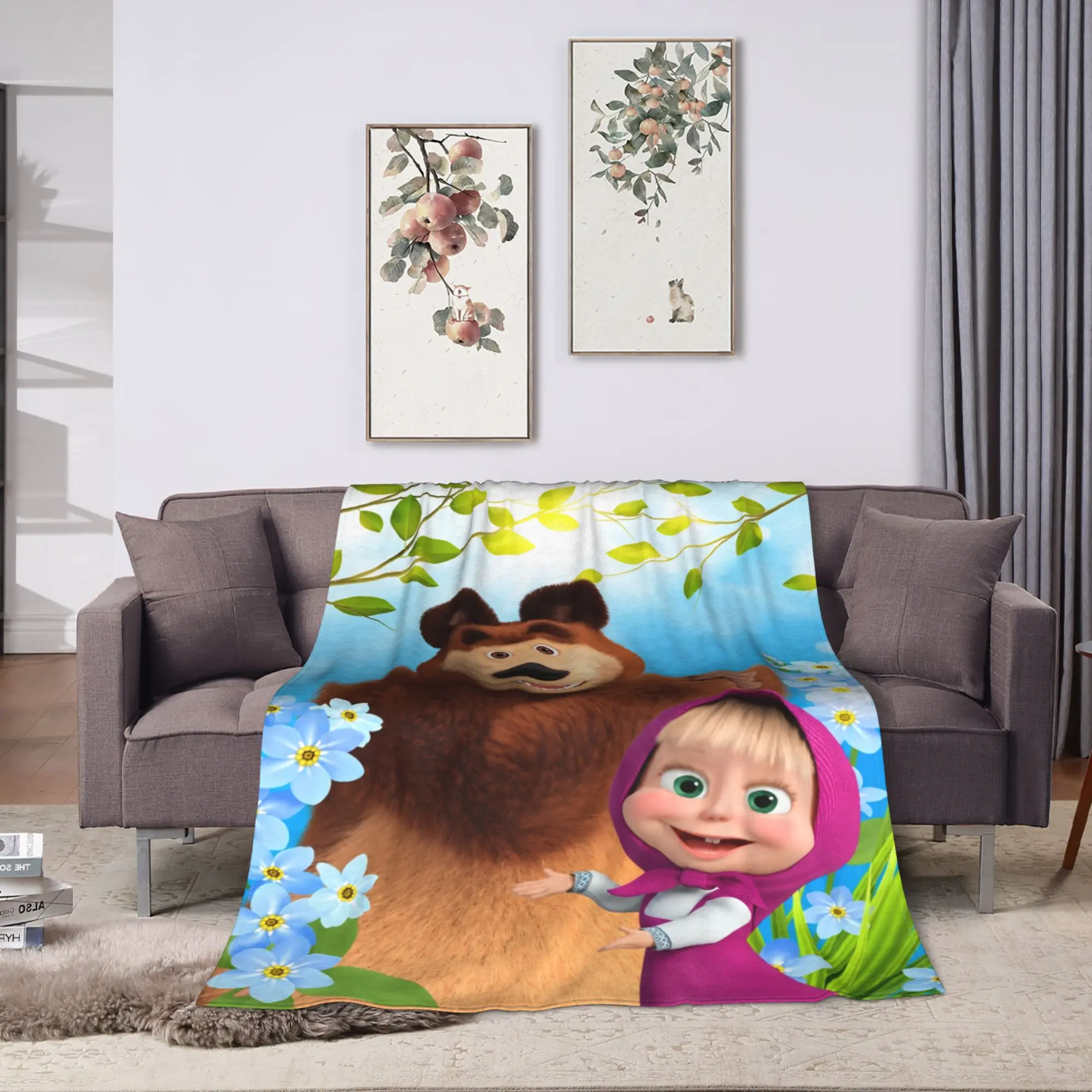 M-Mashas and B-Bears Leaf Garden Blanket  Warm Pattern Plush Bedding Throws For Students Couch Bed Flannel Bedspread Bed Cover