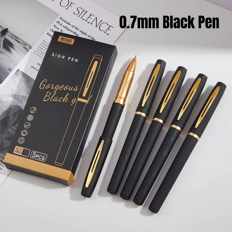 5 Stück/Packung Gelschreiber mit großer Kapazität, 0,5/0,7/1,0 mm Spitze, schwarze Tinte, Unterschriftenstift, Schreiben, Business, Bürobedarf, Schule, Schreibwaren – Detail 7