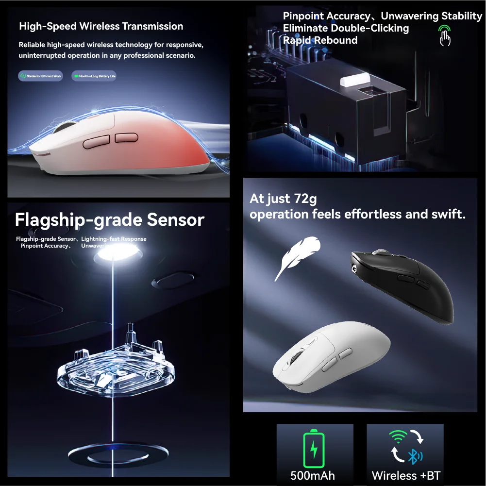 ماوس بلوتوث لاسلكي JITE T26، ماوس مريح صامت 2.4G، ماوس مكتب خفيف الوزن مع بطارية 500 مللي أمبير في الساعة لأجهزة الكمبيوتر المحمول والكمبيوتر الشخصي