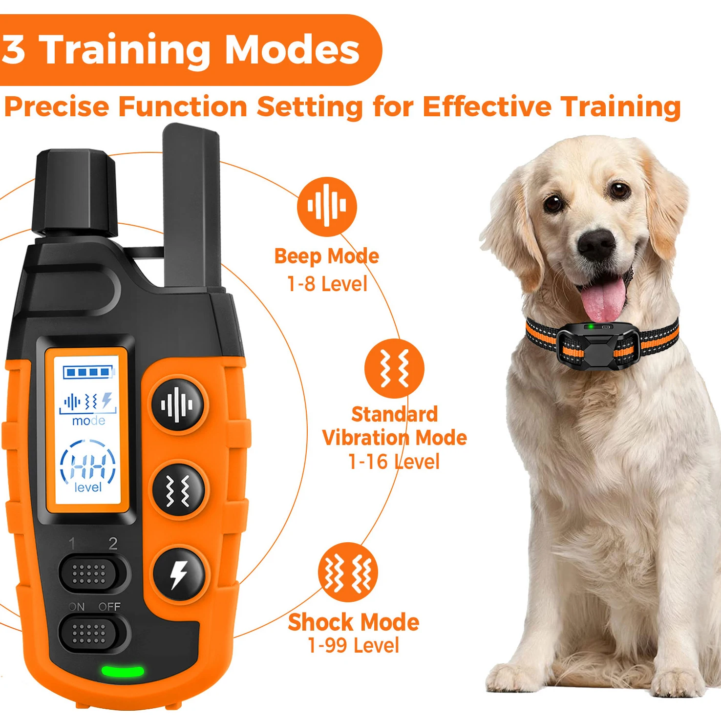 3300Ft Electric Dog Training Collar Remote Control Waterproof Pet BehaviorFor 5-120lbs Puppy With Shock Vibration