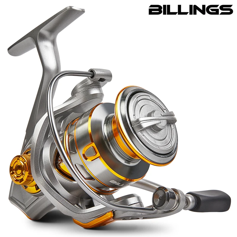 BILLINGS Spinning Reel,5+1 BB Ultra Smooth Powerful Spinning Fishing Reel With Aluminum Spool,17.6LBs Max Drag,5.2:1 Gear Ratio