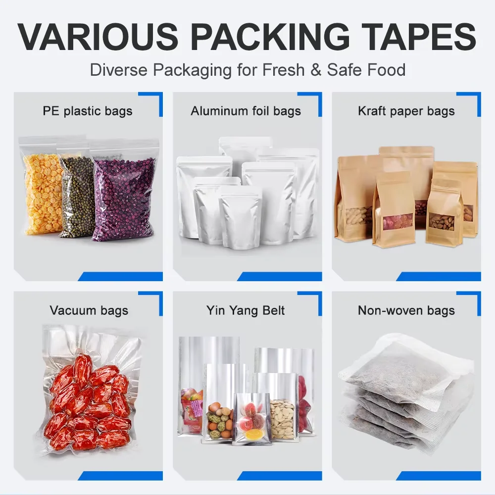 VONPACK L1 Heat Sealing Machine Continuous Band Sealer Automatic Plastic Bag Film Food Sealer Machine for Food Tea Kitchen