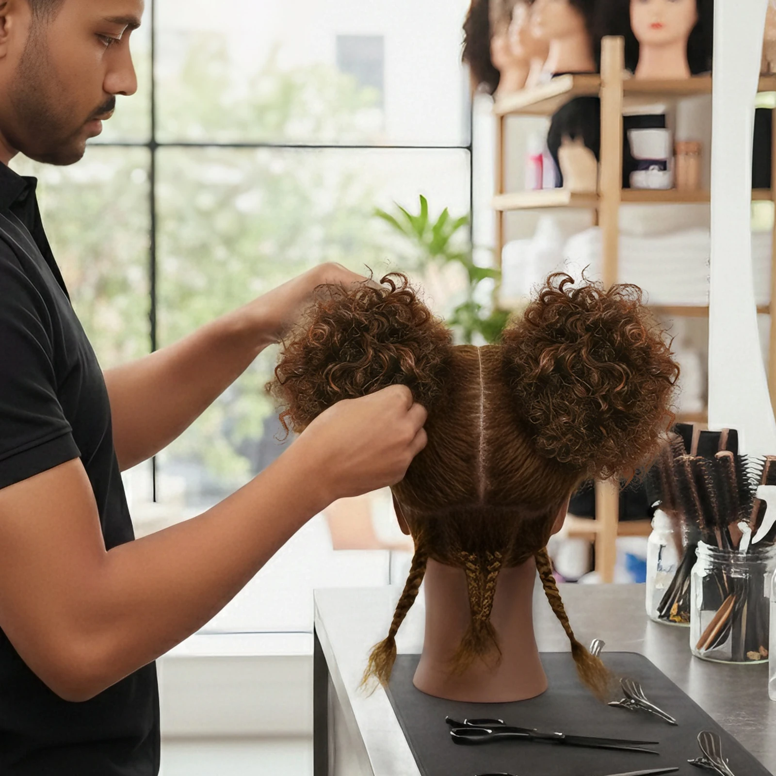 AliLeader-Tête de Mannequin de Formation en Cheveux Humains, Coiffeur, Maquillage Afro, 8 Pouces, à Vendre