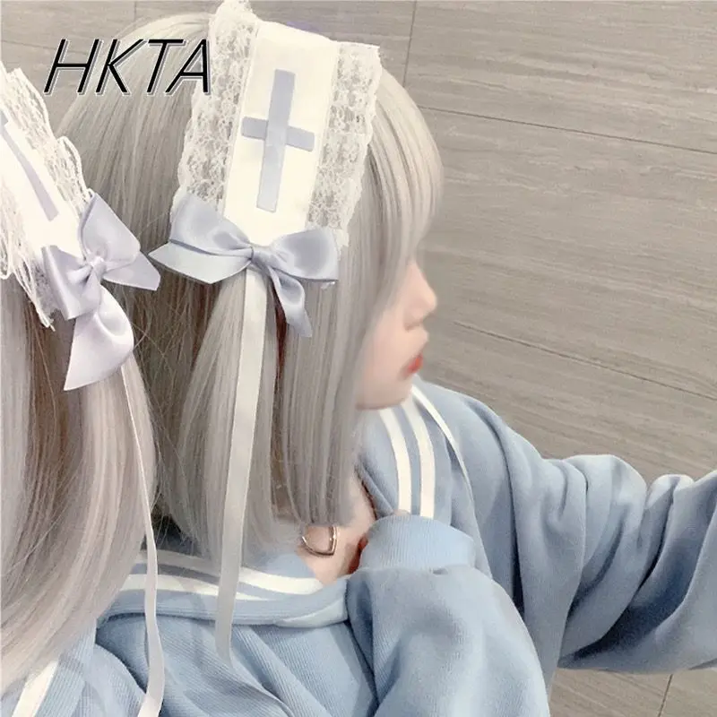 Y2K Angel First Aid Team Handmade Cross Headband Subculture Cute Water Color Systematic Accessories Hair Clips Girls Hairpin