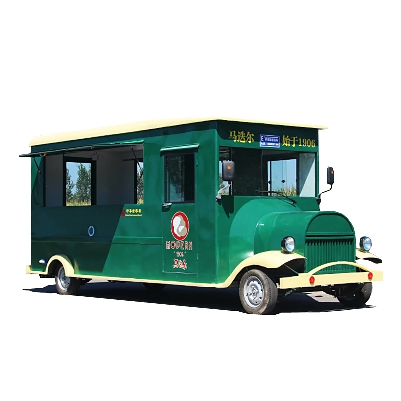 

Retro 5m Catering Mobile Food Truck Fast Food Caravan Trailer Hot Dog Ice Cream Cart