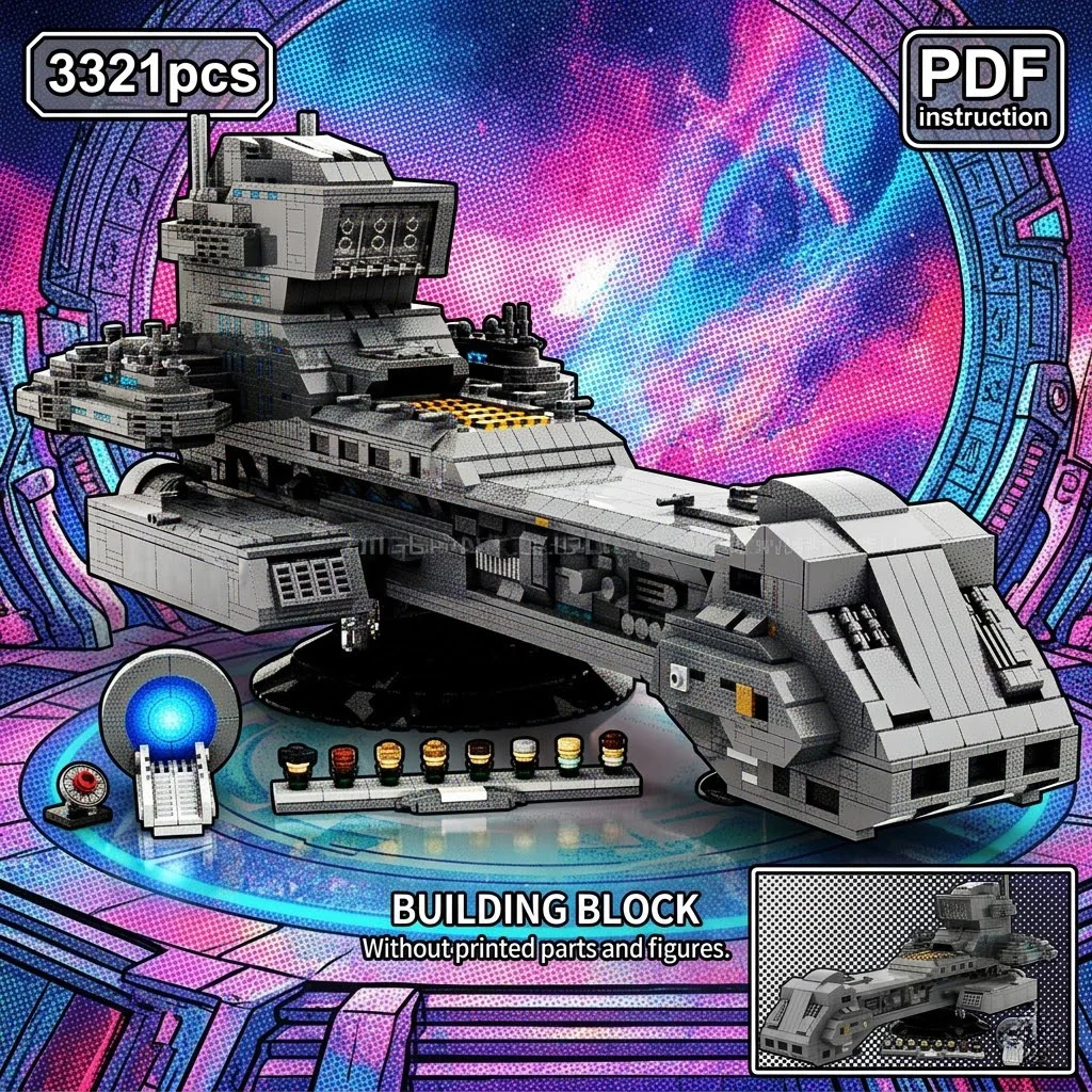 

Модель космического корабля в стиле научной фантастики, настольное украшение, подарок на день рождения, набор для сборки, конструктор из строительных блоков, игрушка для MOC 254663