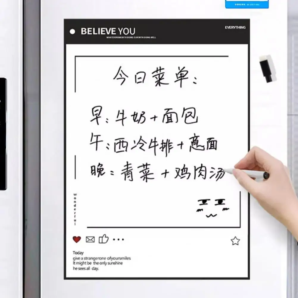 Magnetic Reminder Board Multi-purpose Magnetic Message Board with Dry Erase Surface Strong Magnet Back Reminder for Home