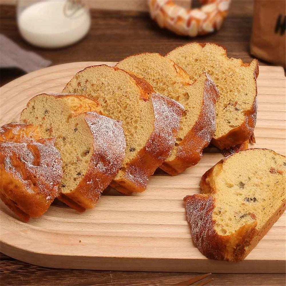 7 Pcs/Lot Bread Props Realistic Artificial Food Cake Dessert Store Decor Fake Simulation European Bread Toast Slices Model