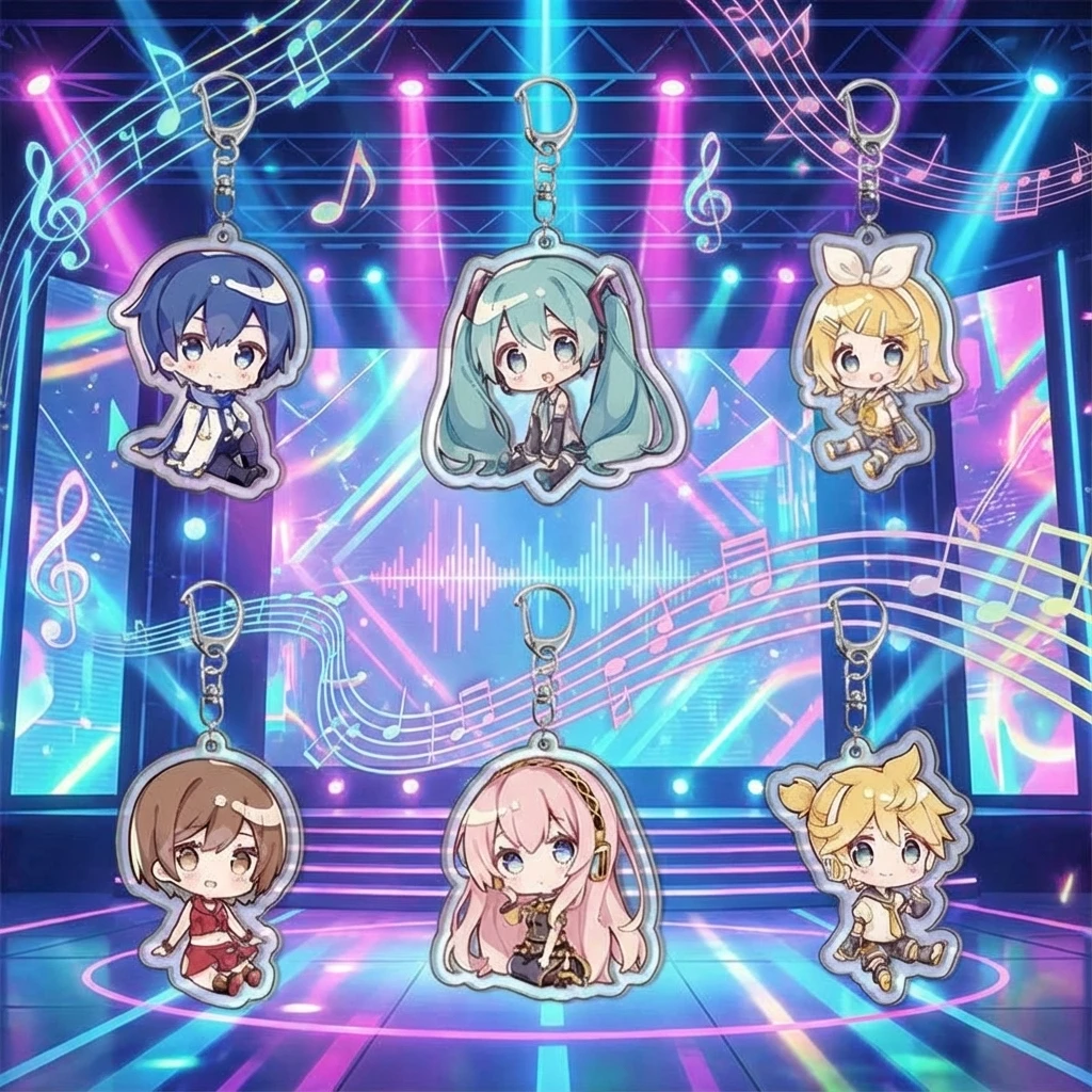 Double Sided Acrylic Keychain Hatsune Miku Kagamine Rin Len Vocaloid Anime Cosplay Accessories Gift For Fans Collection
