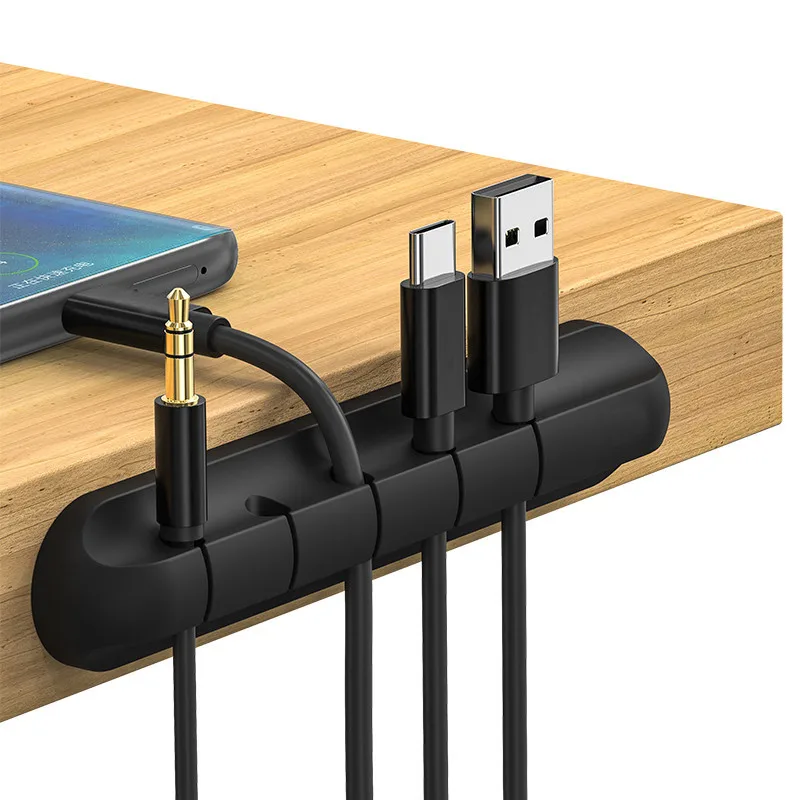 Organizador de Cabos USB de Silicone: Suporte e Gerenciador de Fios para Mouse e Fone de Ouvido - Ideal para Mesa