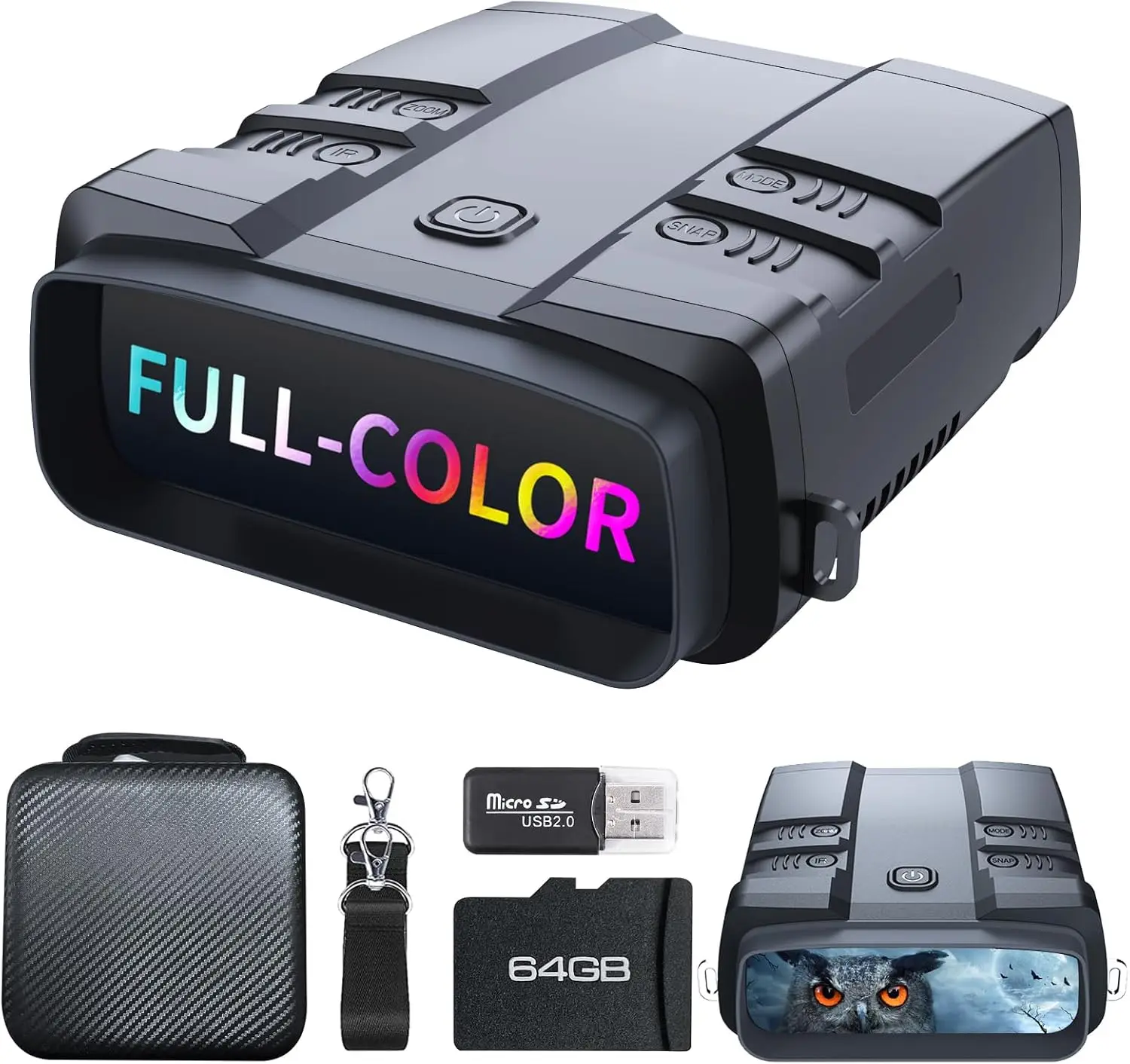 , True 4K Full-Color Night Vision Binoculars, Built-in Powerful  IR, 6000mAh Rechargeable Battery,